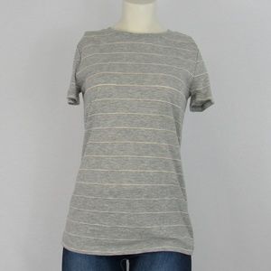 Grey/Gold/White Striped T Shirt By Mossimo